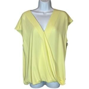 Halogen V-Neck Wrap Blouse, Yellow, L
